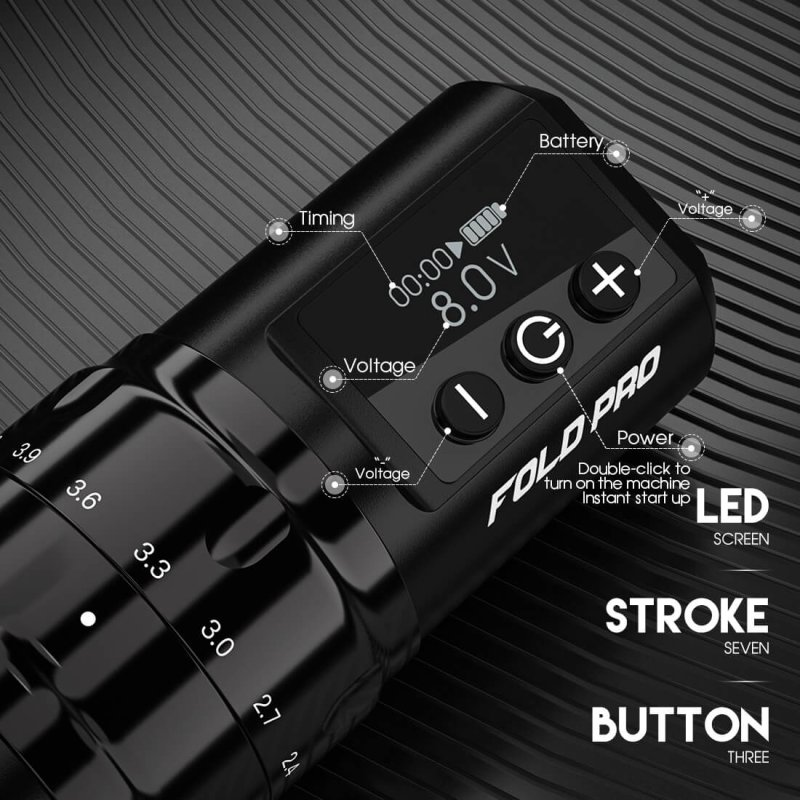 5pcs Fold Pro Wireless Tattoo Pen Machine with 7 Stroke Length - Dragonhawktattoos