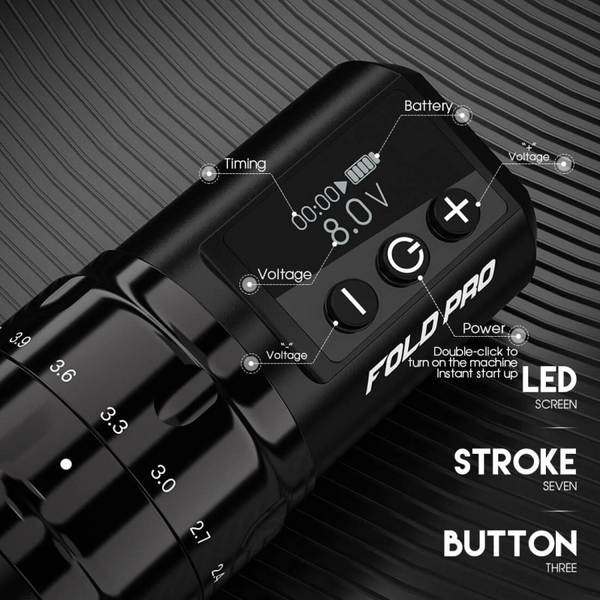 5pcs Fold Pro Wireless Tattoo Pen Machine with 7 Stroke Length - Dragonhawktattoos