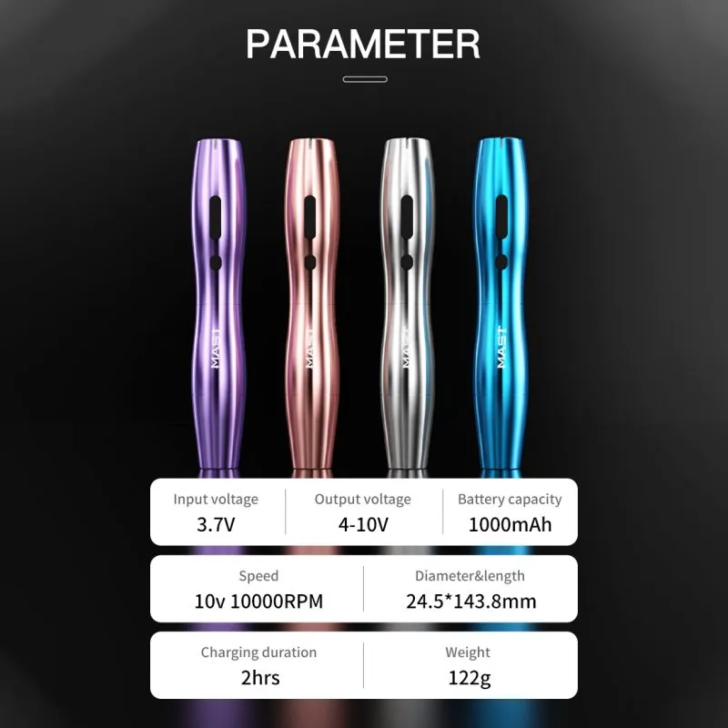 10Sets Mast Wireless P20 Tattoo Pen Machine With 2.5MM Stroke Permanent Makeup (2 Batteries ver.) - Dragonhawktattoos