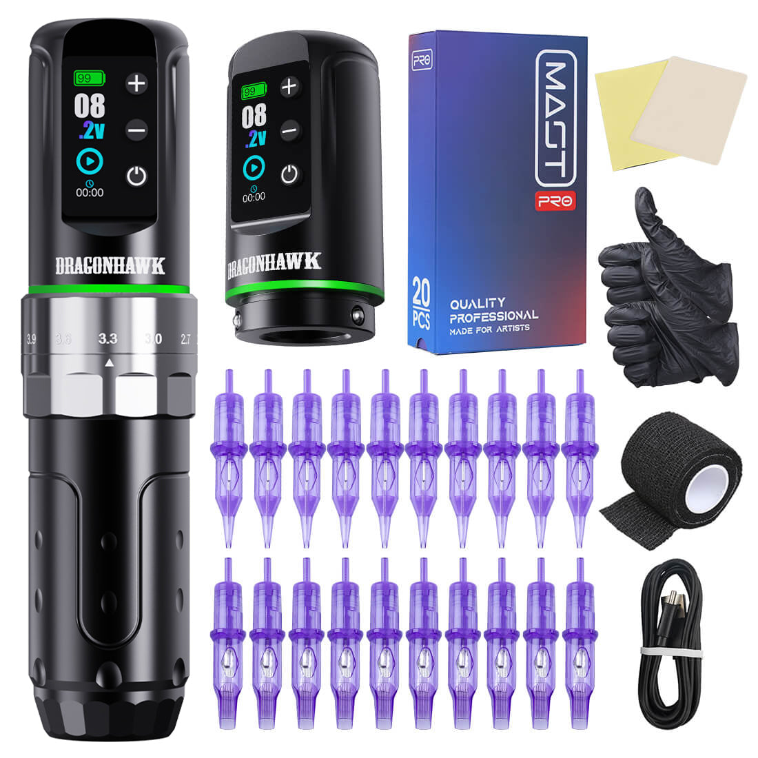 Dragonhawk L3 Wireless Tattoo Machine Tattoo Kit - Dragonhawktattoos