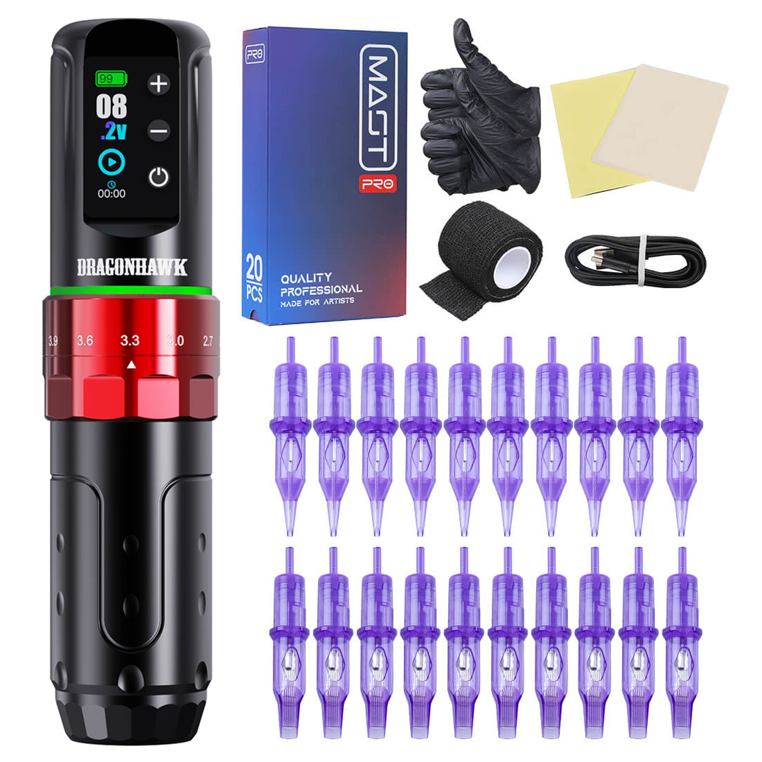 Dragonhawk L3 Wireless Tattoo Machine Tattoo Kit - Dragonhawktattoos