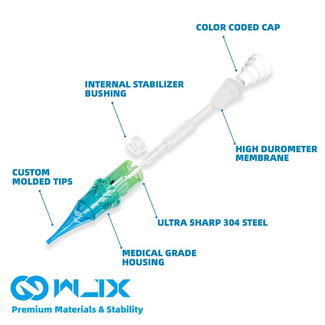 WJX ULTIMATE Tattoo Professional Cartridges Needles Sample Mixed Size - Box of 50 - Dragonhawktattoos