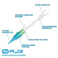 WJX ULTIMATE Tattoo Professional Cartridges Needles Sample Mixed Size - Box of 50 - Dragonhawktattoos