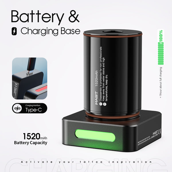 Original Battery&Charging Base for MAST Racer Pro Wireless Tattoo Pen Machine - Dragonhawktattoos
