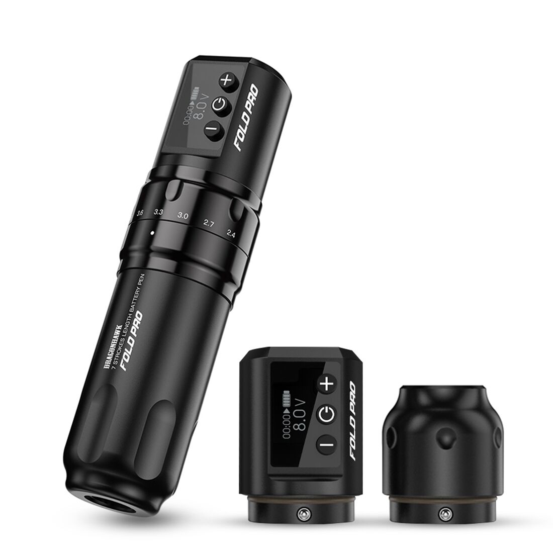 Dragonhawk Wireless Tattoo Pen Machine with 7 Stroke Length | Fold Pro (2 Batteries Ver) - Dragonhawktattoos