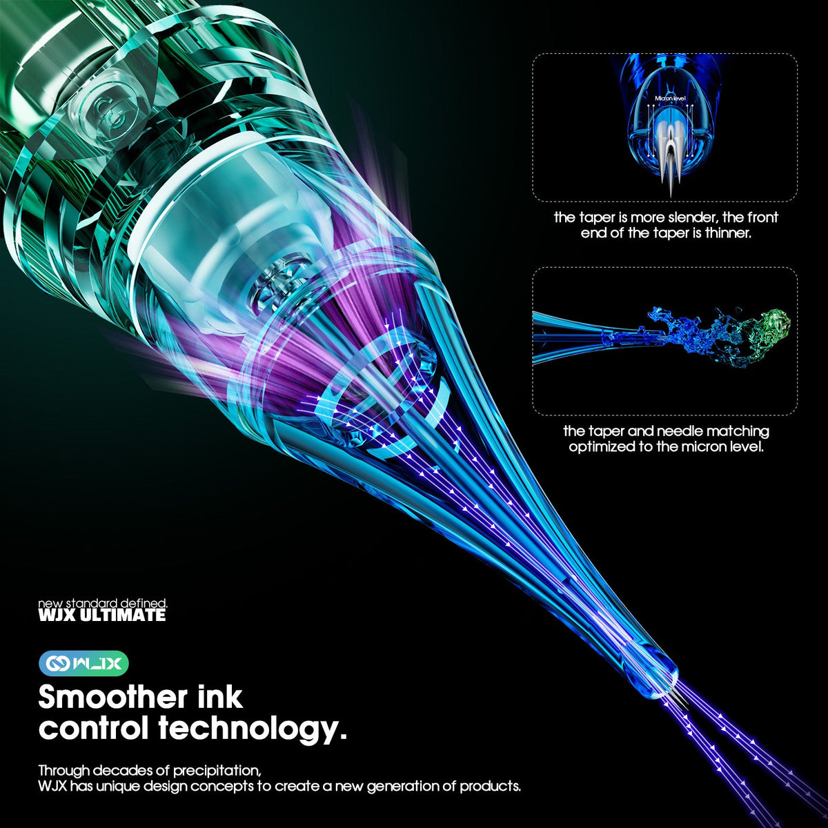 WJX ULTIMATE Cartridges Needles 0.35MM 3.5mm Taper(RM-2) Round Magnum - Box of 20 - Dragonhawktattoos