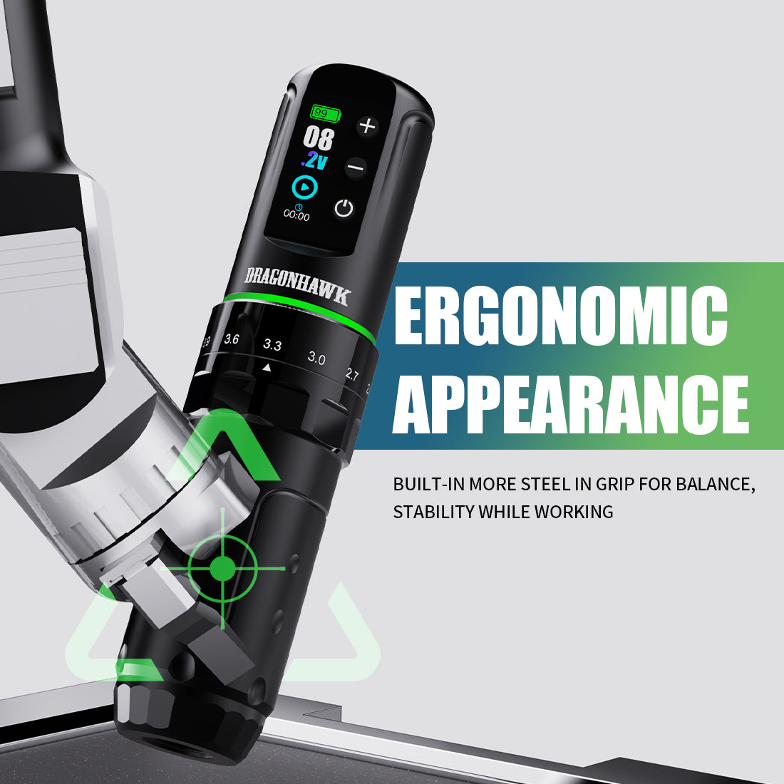 Dragonhawk L3 Wireless Tattoo Gun 7 Strokes Length  Rotary Pen Machine - Dragonhawktattoos