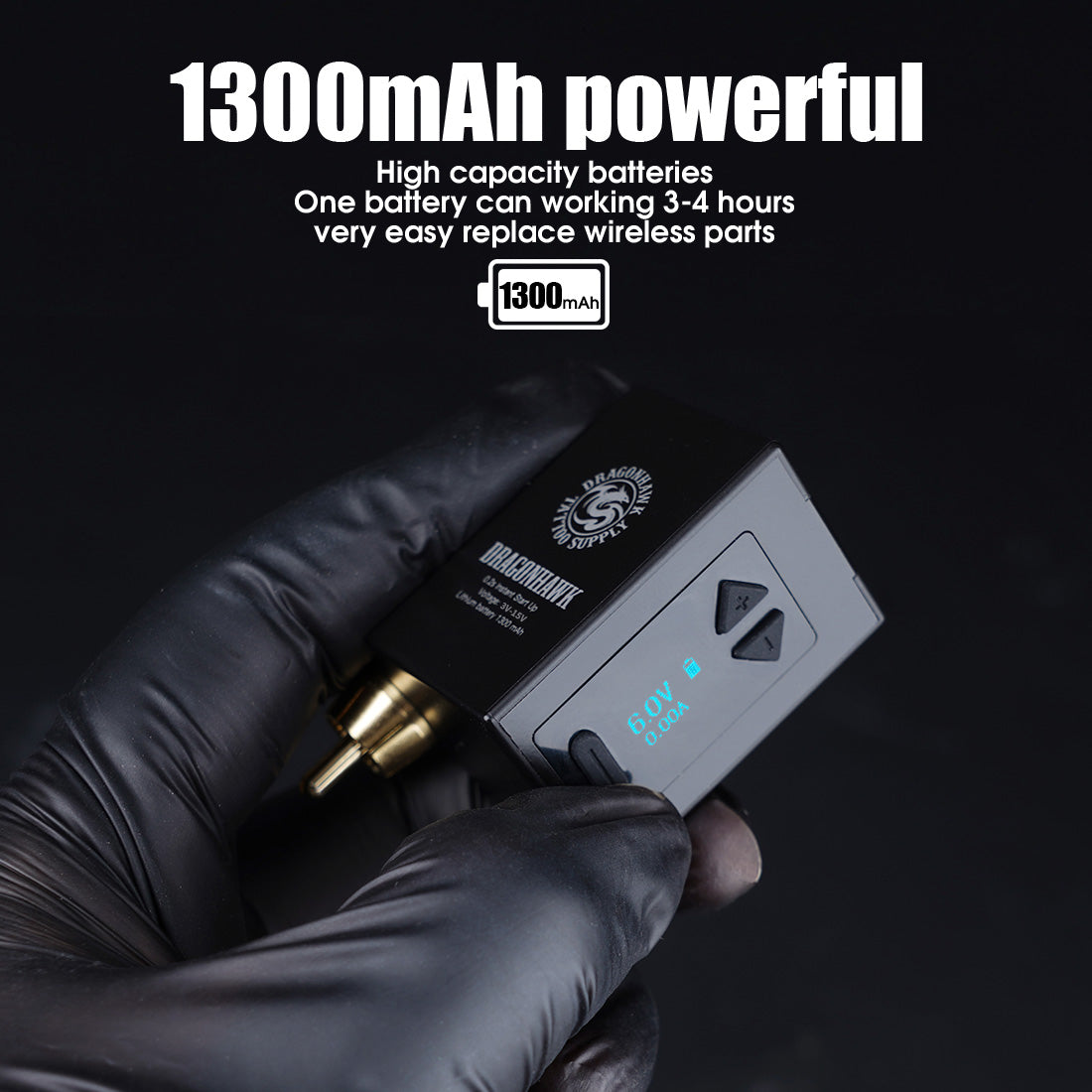 Dragonhawk B1 Wireless Tattoo Battery Power Supply RCA and DC Connect - Dragonhawktattoos