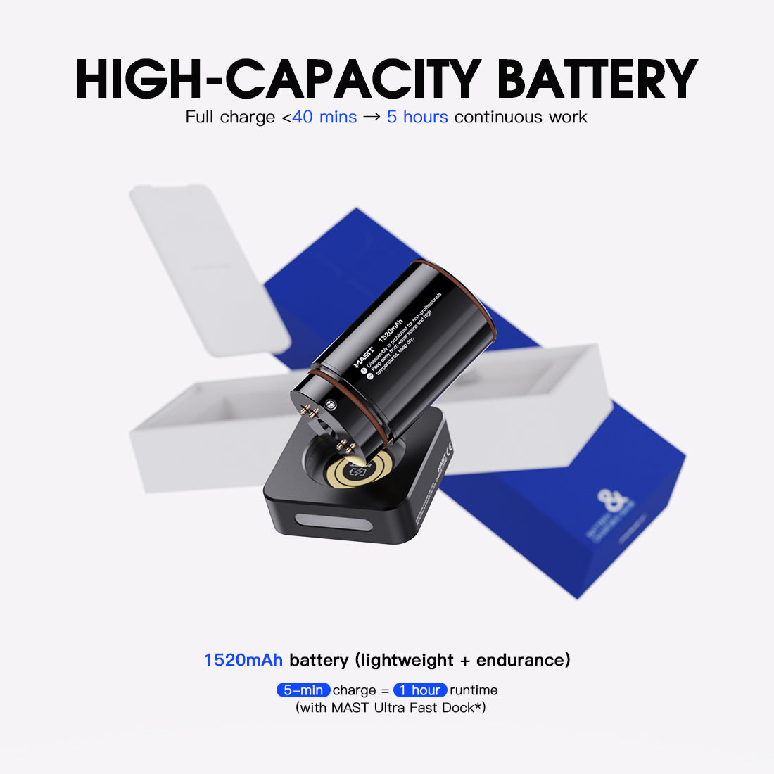 Original Battery&Charging Base for MAST Racer Pro Wireless Tattoo Pen Machine - Dragonhawktattoos