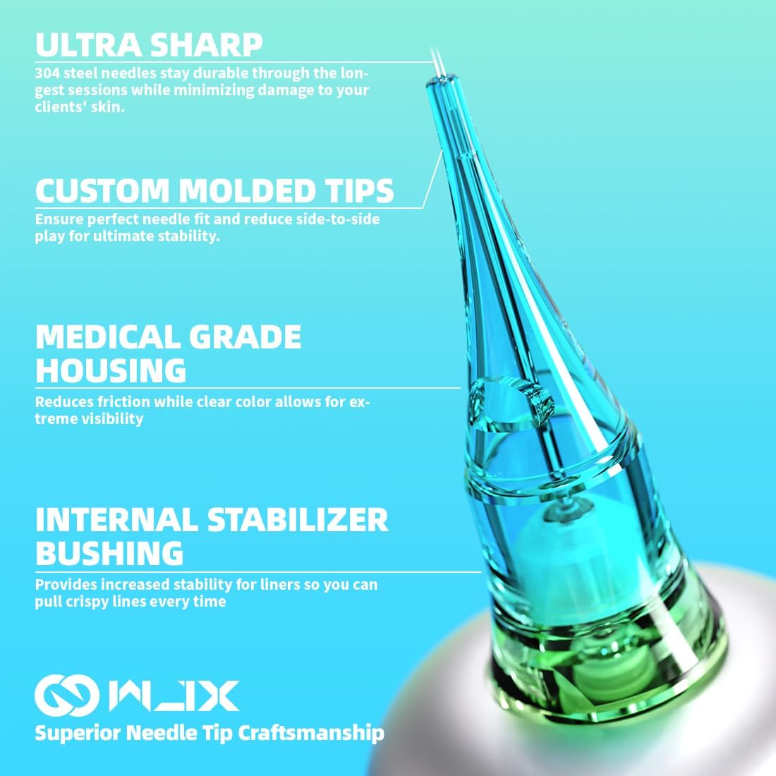 WJX ULTIMATE Tattoo Professional Cartridges Needles Sample Mixed Size - Box of 50 - Dragonhawktattoos