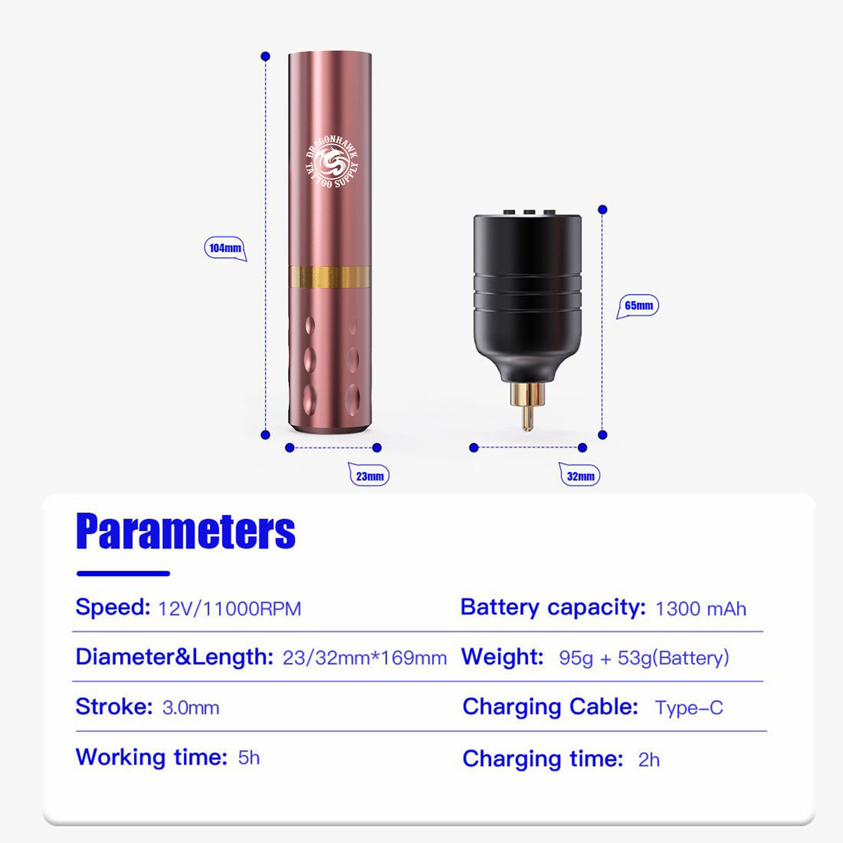 Dragonhawk S6 Pro Tattoo Pen Wireless Battery Kits - Dragonhawktattoos