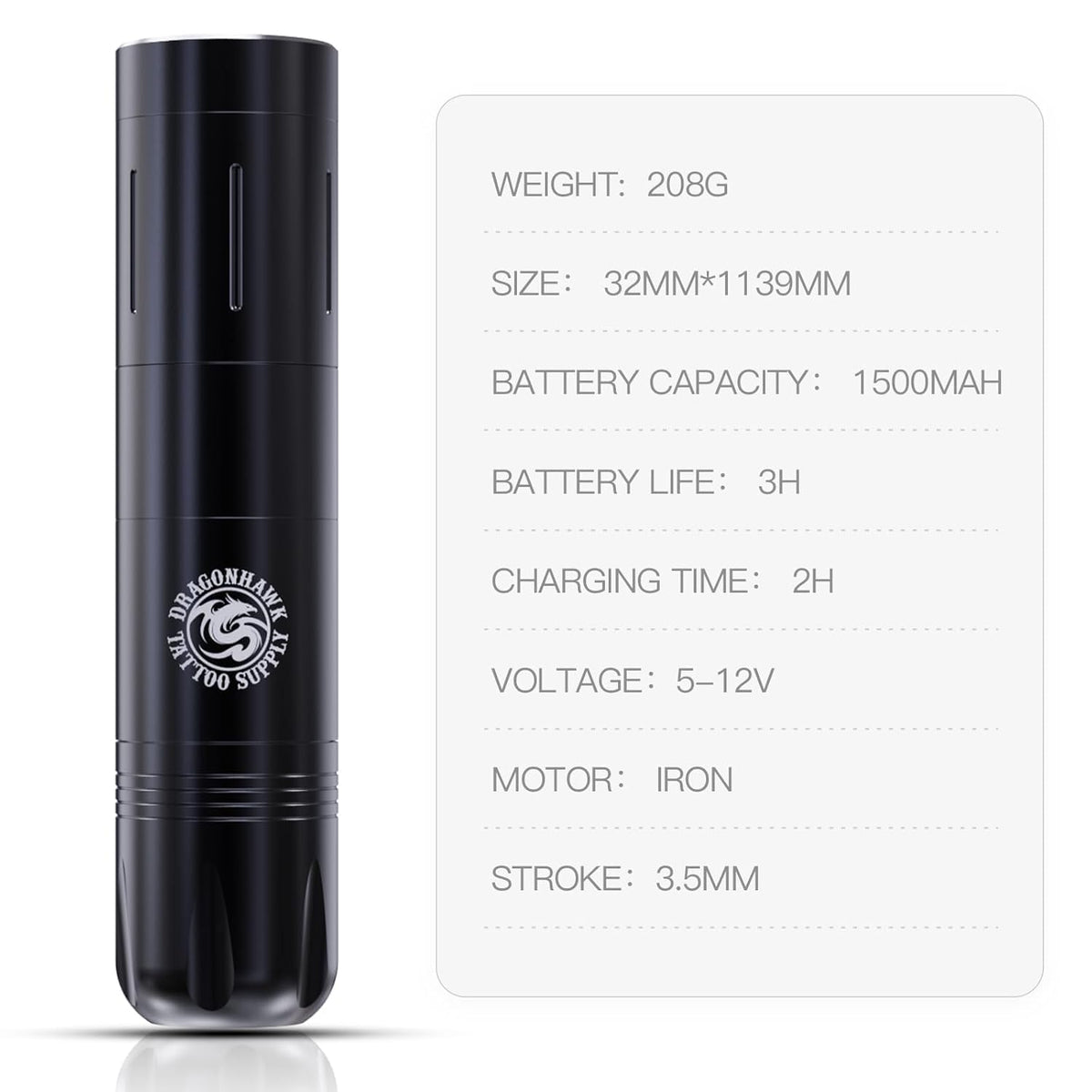Dragonhawk Beginner Wireless Complete Tattoo Kit 2 Batteries - Dragonhawktattoos