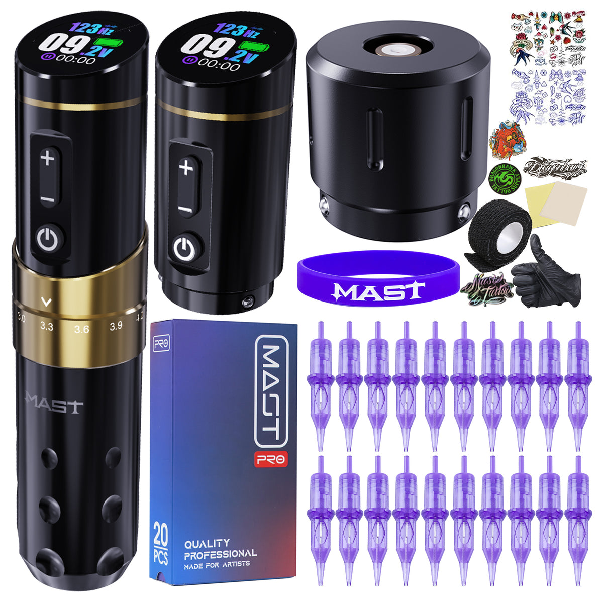 Mast Flip3 Wireless Tattoo Machine Pen Professional  Bundle - Dragonhawktattoos