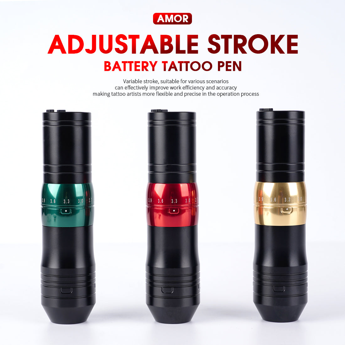 Mast Amor Adjustable 7 Strokes Length 2.4-4.2mm Tattoo Battery Pen - Dragonhawktattoos