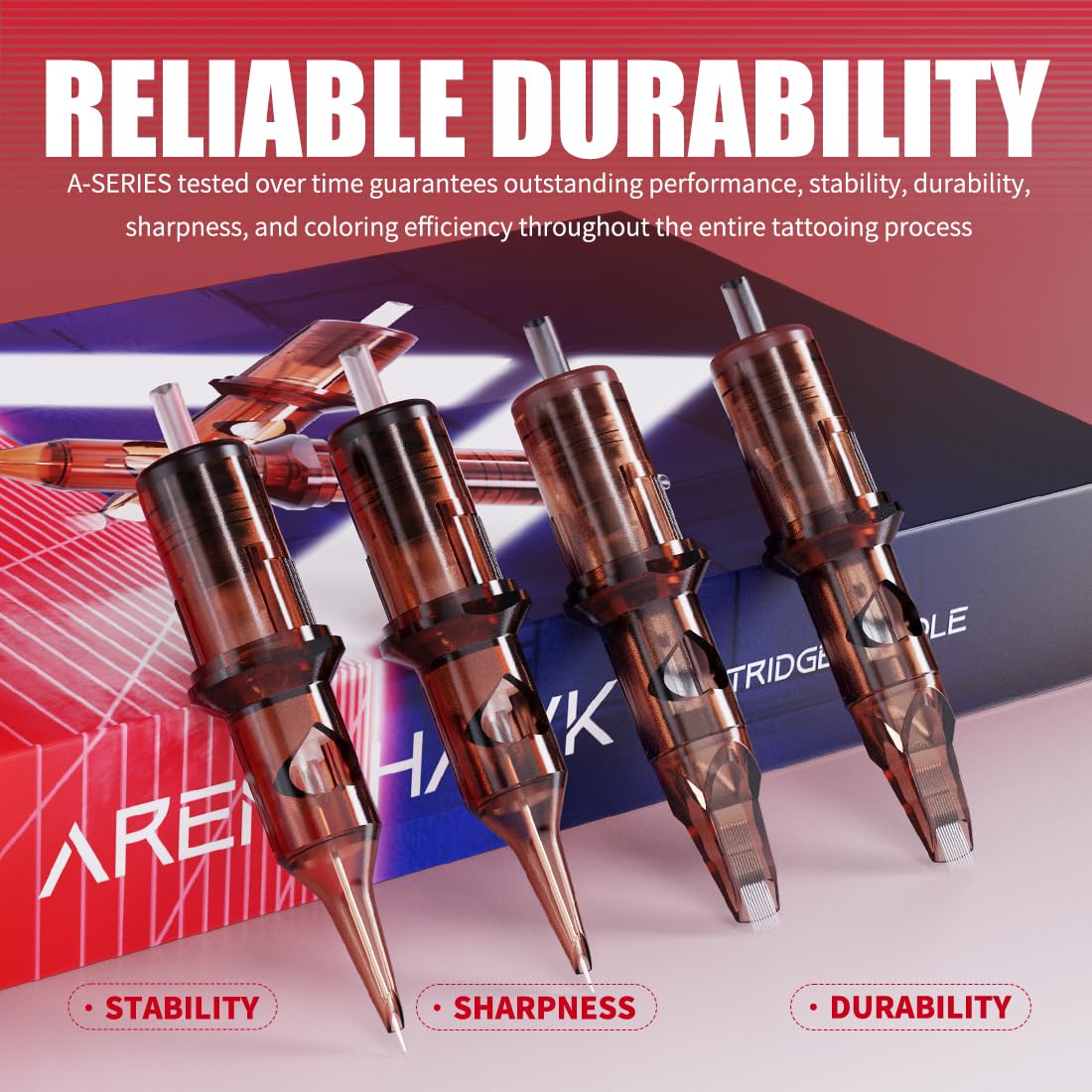 Arenahawk A-Series Cartridges Needles 0.3MM Round Liner - Box of 20 - Dragonhawktattoos