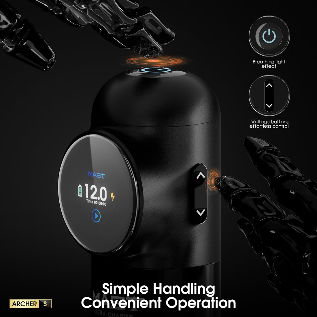 Mast Archer S Ultra Fast Charging Wireless Tattoo Kit With 20PCS Cartridges Needles - Dragonhawktattoos