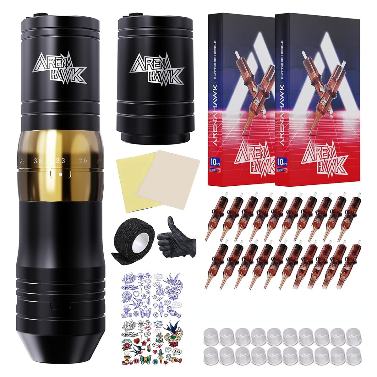 Arenahawk Cordless Complete Tattoo Gun Kit Pen Machine for Beginners - Dragonhawktattoos