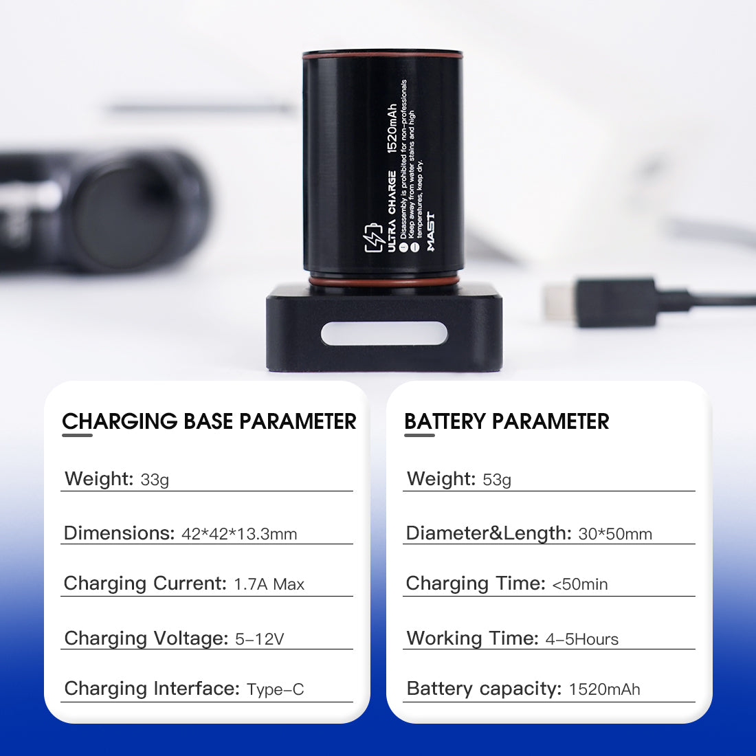 Original Battery&Charging Base for MAST Archer S Wireless Tatto Pen Machine - Dragonhawktattoos