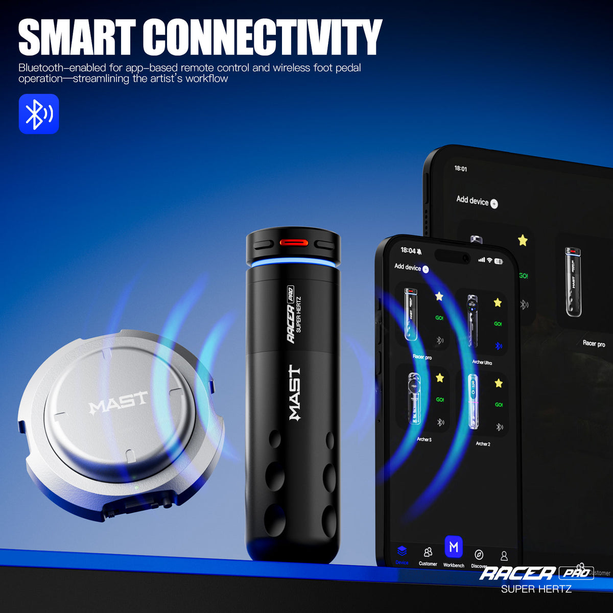 Mast Tattoo Racer Pro Tattoo Machine Gun Wireless 4.2mm Stroke Mcore-pro Motor - Dragonhawktattoos