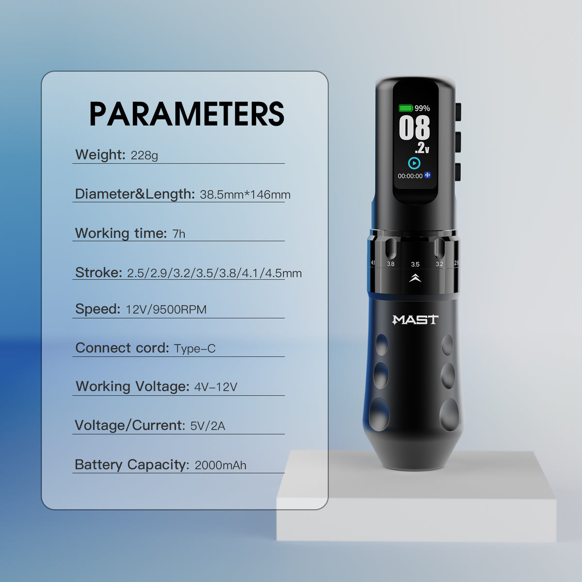 Mast Flip4 Pro Wireless Tattoo Machine Pen 2.5mm-4.5mm Strokes Length - Dragonhawktattoos