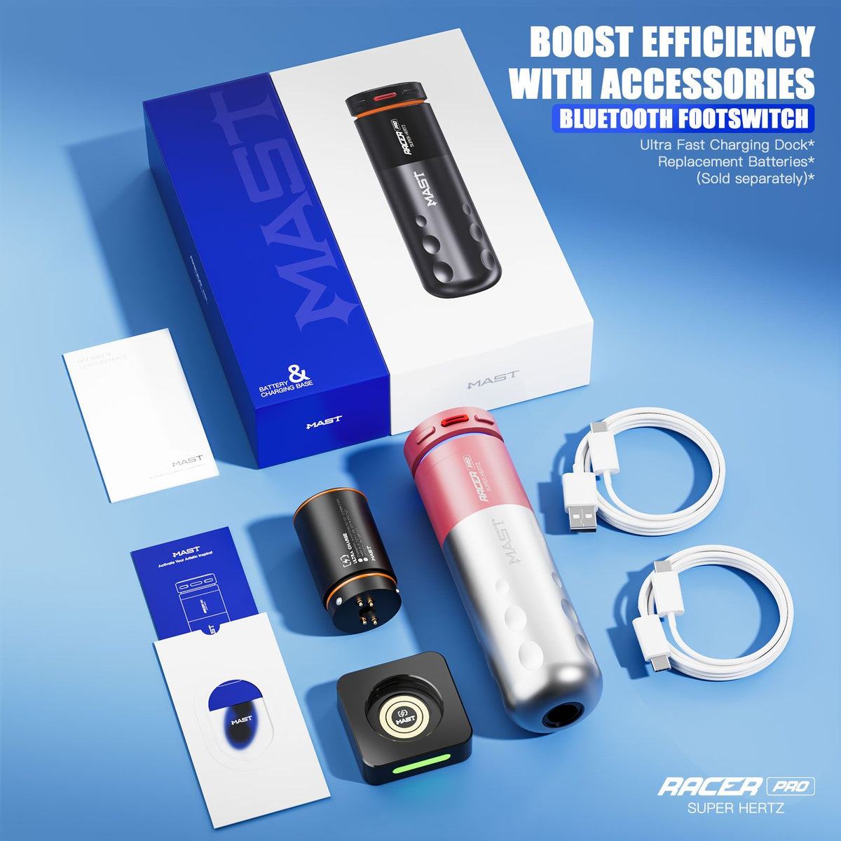 Mast Tattoo Racer Pro Tattoo Machine Gun Wireless 4.2mm Stroke Mcore-pro Motor - Dragonhawktattoos