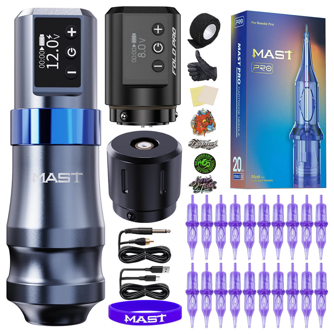 Mast Mini Wireless Tattoo Machine Kit 2 Batteries with Rca Part - Dragonhawktattoos