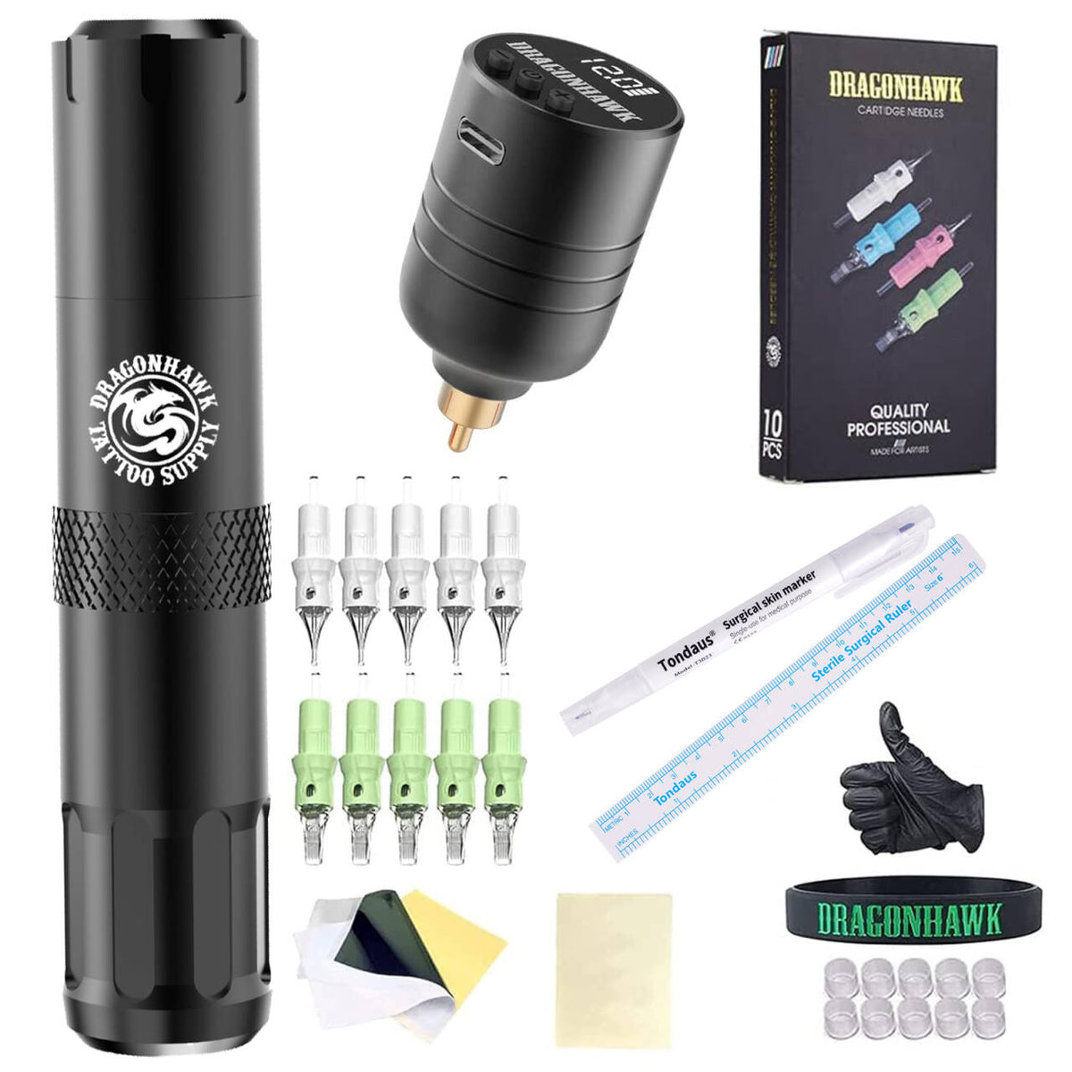 Dragonhawk S6 Rotary Tattoo Machine Black Tattoo Kits - Dragonhawktattoos