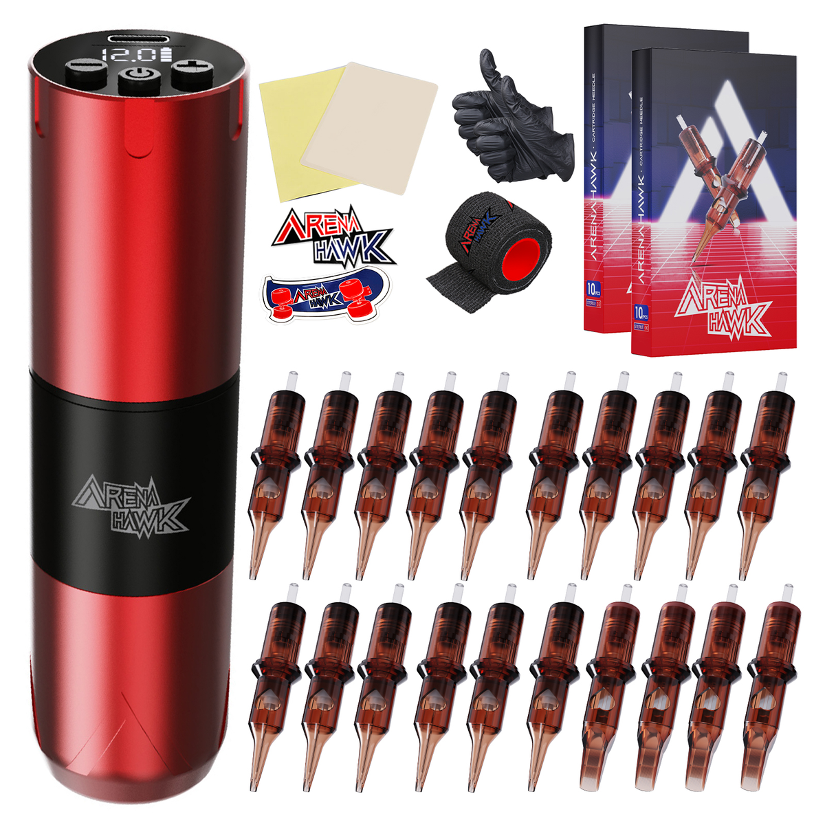 Arenahawk Cordless Tattoo Machine Kit for Beginners Complete Tattoo Pen Set - Dragonhawktattoos