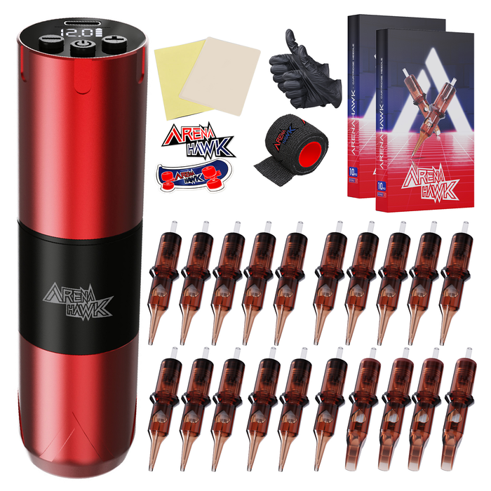 Arenahawk Cordless Tattoo Machine Kit for Beginners Complete Tattoo Pen Set - Dragonhawktattoos