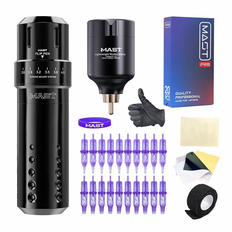 Mast Flip Rotary Tattoo Pen Machine Wireless Battery Kit - Dragonhawktattoos