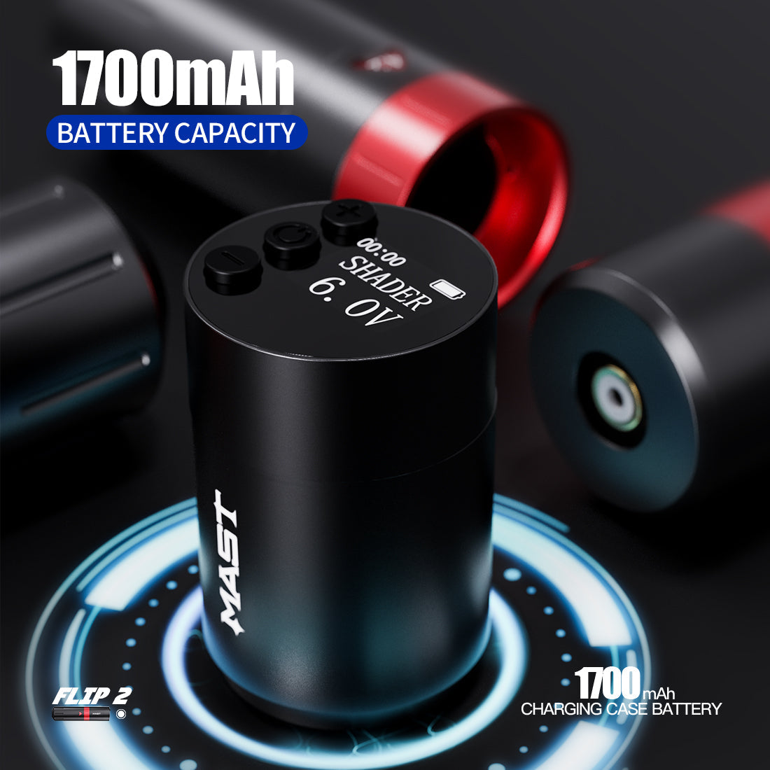 (Battery) Mast Flip 2 Wireless Tattoo Pen Machine Rechargeable Battery - Dragonhawktattoos