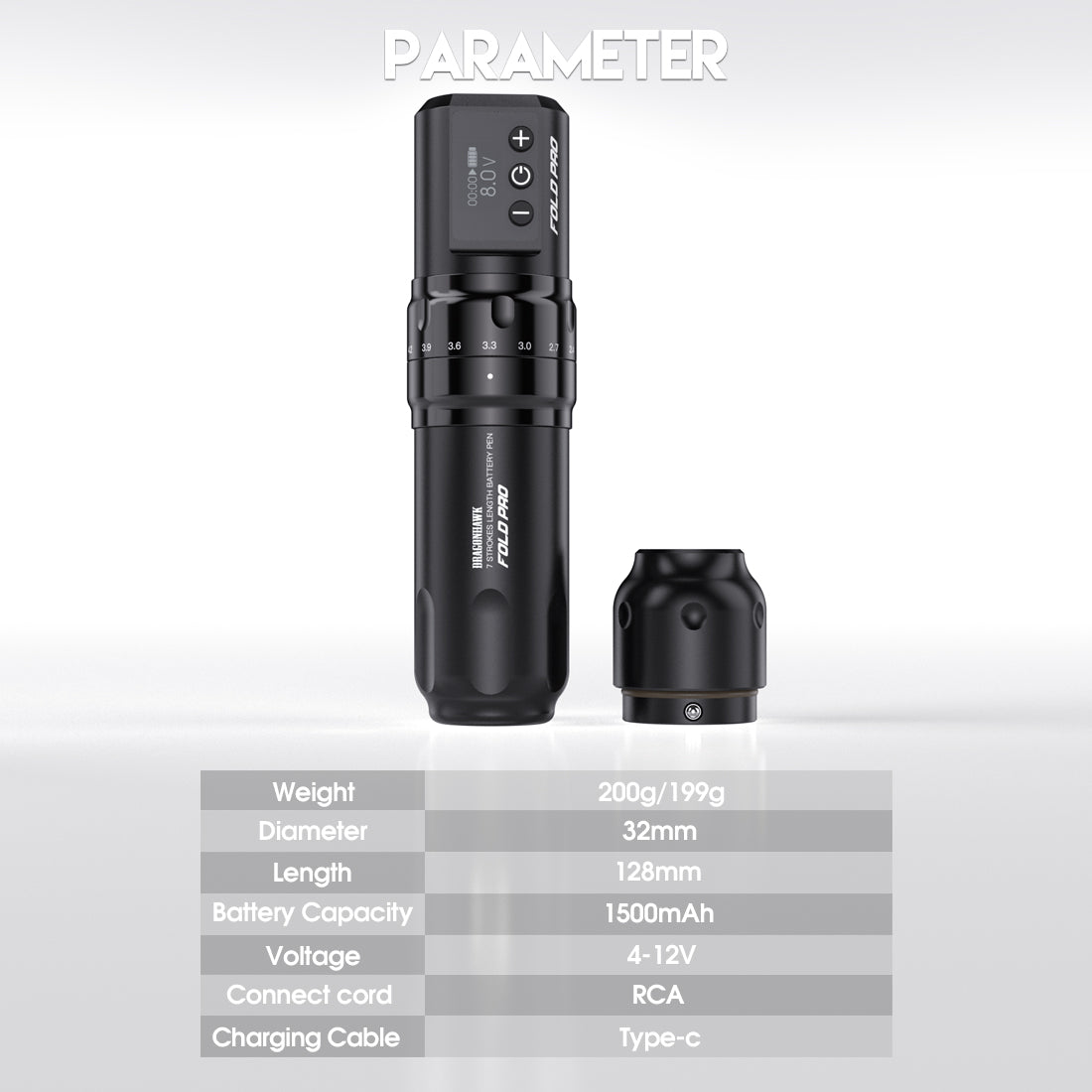 Dragonhawk Fold Pro Tattoo Machine Kit Halo Power Supply - Dragonhawktattoos