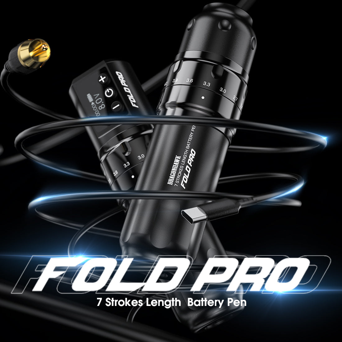 Dragonhawk Fold Pro Rotary Tattoo Machine With Dual Battery Kit - Dragonhawktattoos