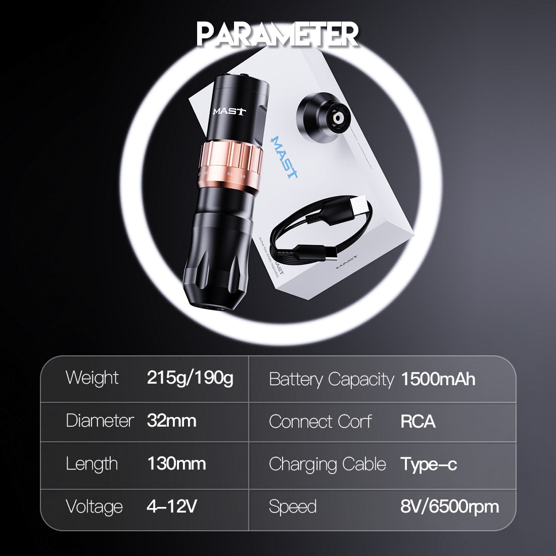 Mast Tattoo Fold2 Wireless Tattoo Pen Machine with 7-Stroke Length - Dragonhawktattoos