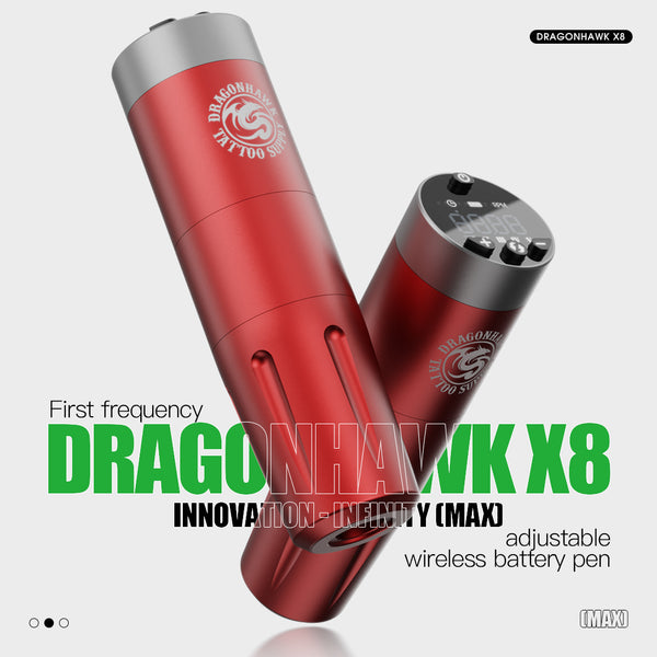 Dragonhawk X8 Frequency Adjustable Wireless Tattoo Pen Machine - Dragonhawktattoos