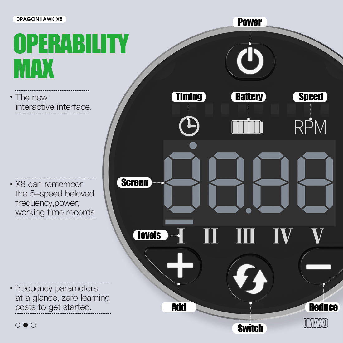 Dragonhawk X8 Tattoo Wireless Kit Speed Adjust Frequency Adjustable - Dragonhawktattoos