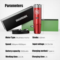 Dragonhawk X8 Tattoo Wireless Kit Speed Adjust Frequency Adjustable - Dragonhawktattoos