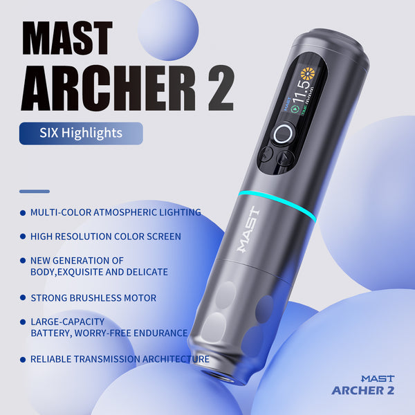 Mast Archer 2 Rotary Tattoo Machine Pen Wireless Advanced Bundle - Dragonhawktattoos