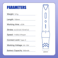 MAST P60 Wireless Tattoo Pen Machine With 2.2mm-3.2mm Adjustable Stroke Length - Dragonhawktattoos