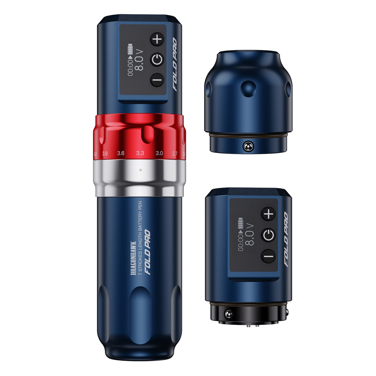 Dragonhawk Wireless Tattoo Pen Machine with 7 Stroke Length | Fold Pro (2 Batteries Ver) - Dragonhawktattoos