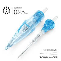 WJX Tattoo Cartridges #08 Diameter 0.25MM 3.5mm Taper(RS) Round Shader Box of 20 - Dragonhawktattoos