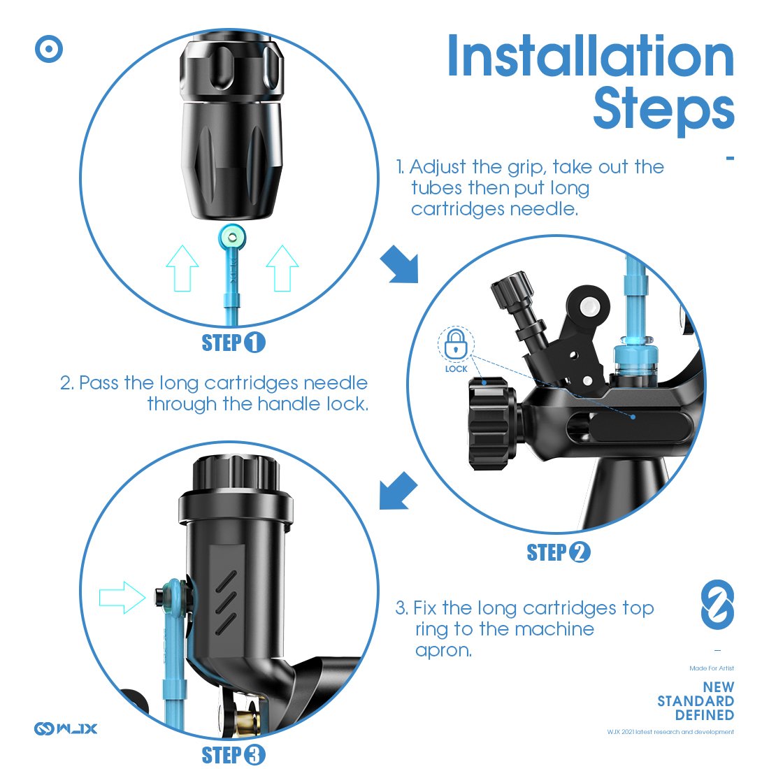 WJX Macropin Cartridges Sample Mixed Size RLL RSL CML - Box of 10 - Dragonhawktattoos
