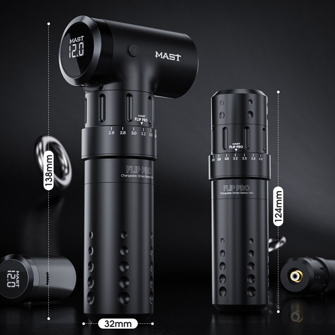 Wireless Tattoo Pen Machine with 2.6-4.0mm Strokes Changeable | Mast Flip Pro - Dragonhawktattoos
