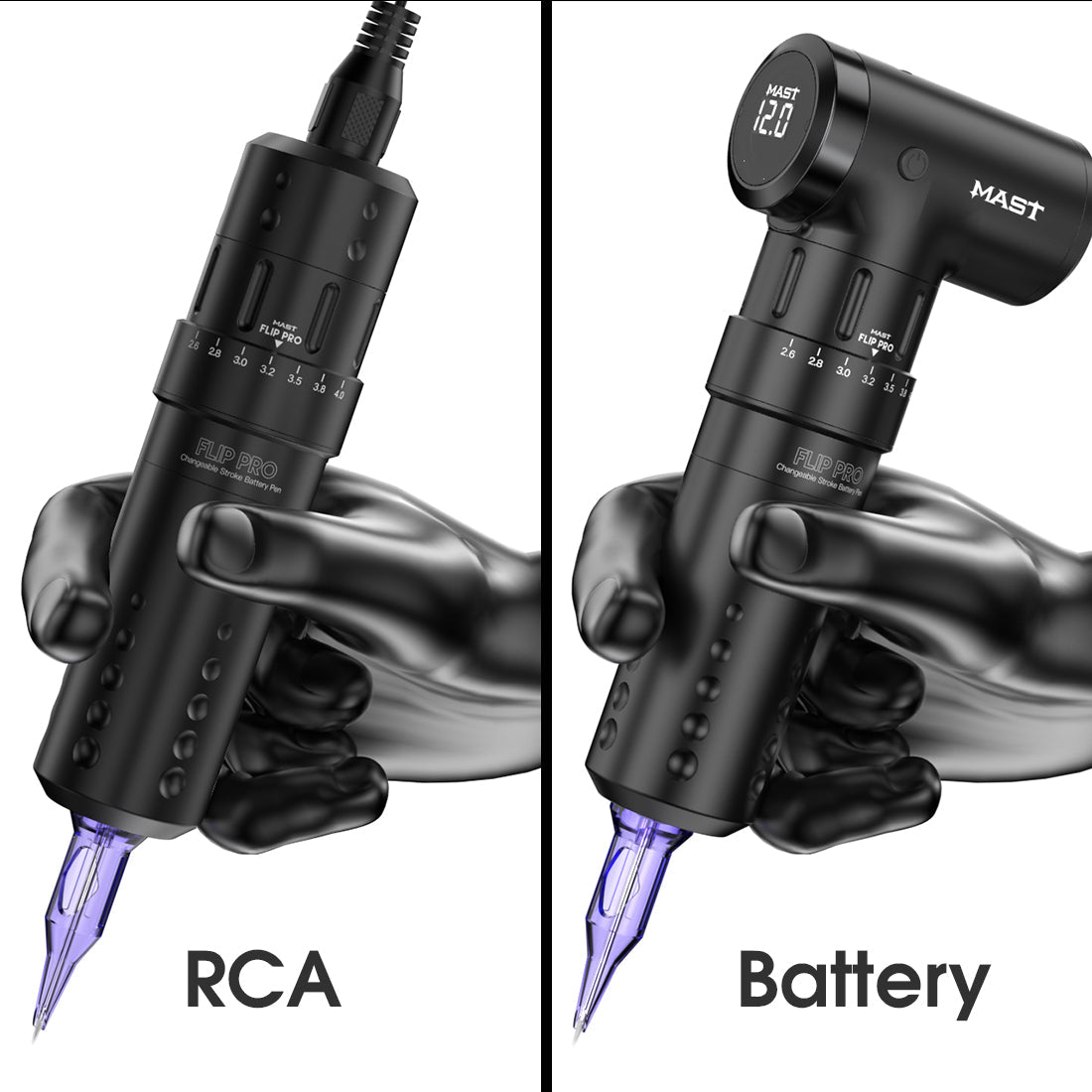 Wireless Tattoo Pen Machine with 2.6-4.0mm Strokes Changeable | Mast Flip Pro - Dragonhawktattoos