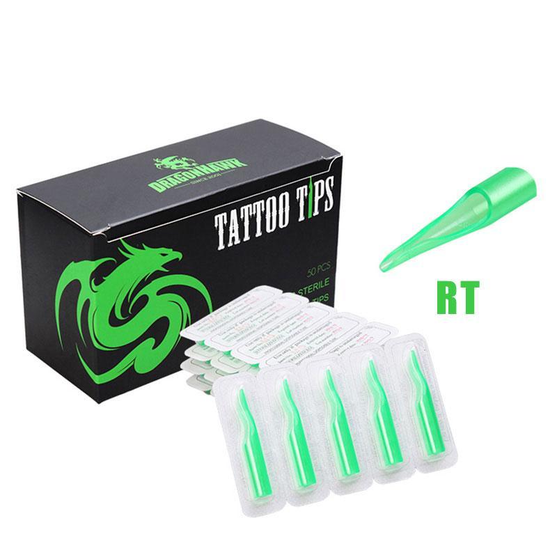 50Pcs Disposable Tattoo Tips Nozzle Tube Green Color RT - Dragonhawktattoos