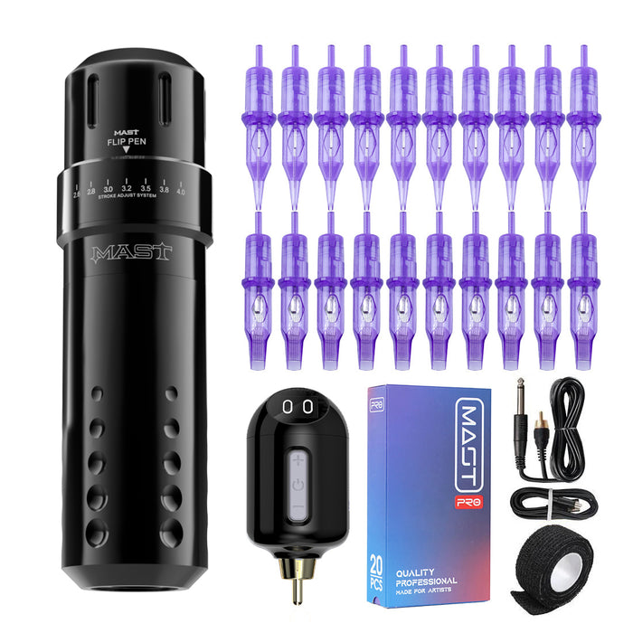Mast Flip Tattoo Pen with MastLabs Airbot Battery Mast Pro Cartridges - Dragonhawktattoos