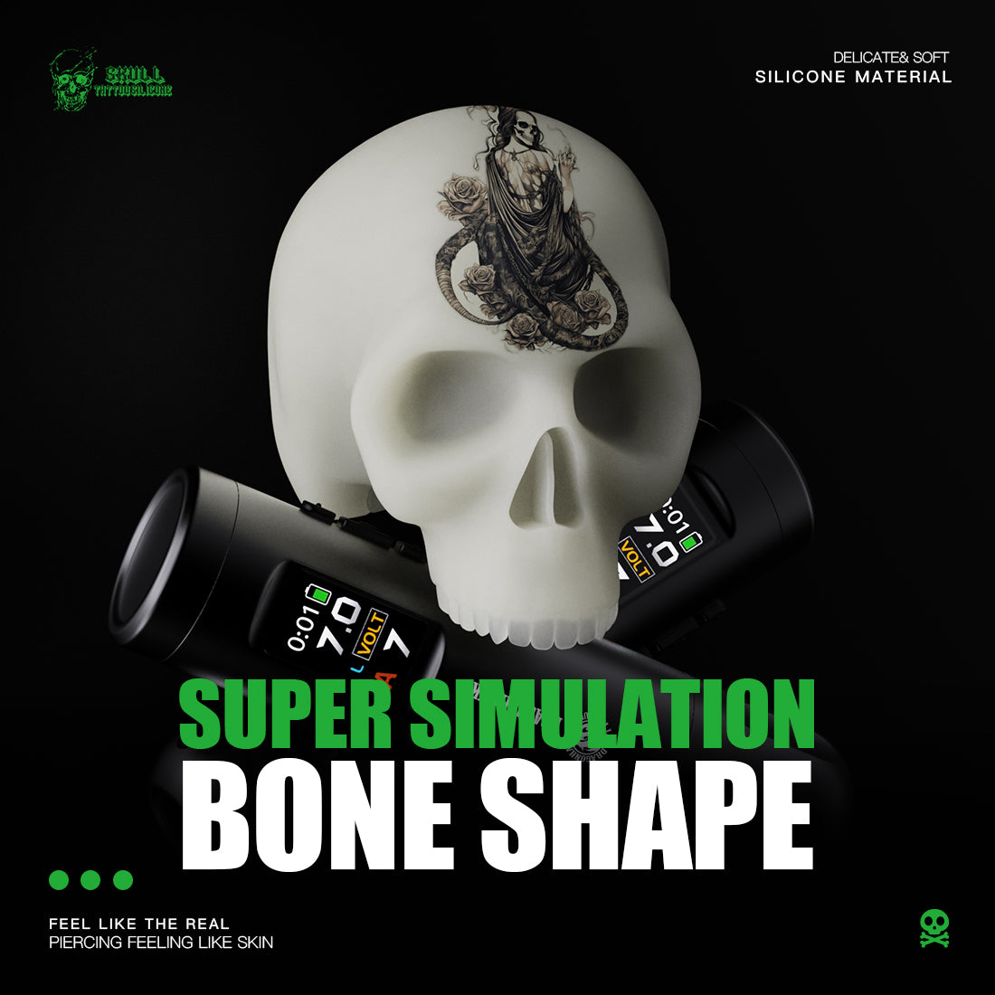 Dragonhawk Tattoo Blank Practice Skin Skull Tattoo Silicone - Dragonhawktattoos