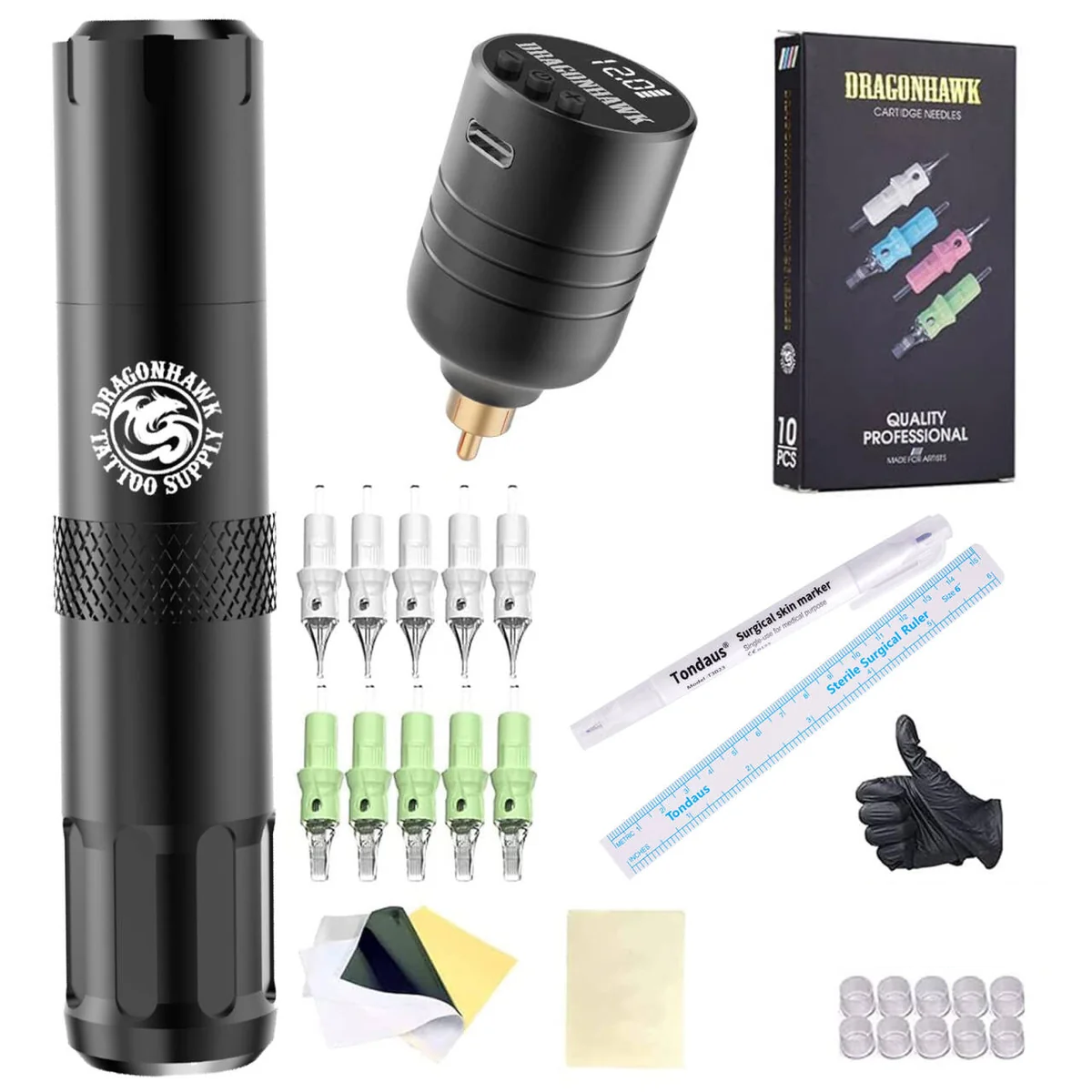 Dragonhawk S6 Rotary Tattoo Machine Black Tattoo Kits - Dragonhawktattoos