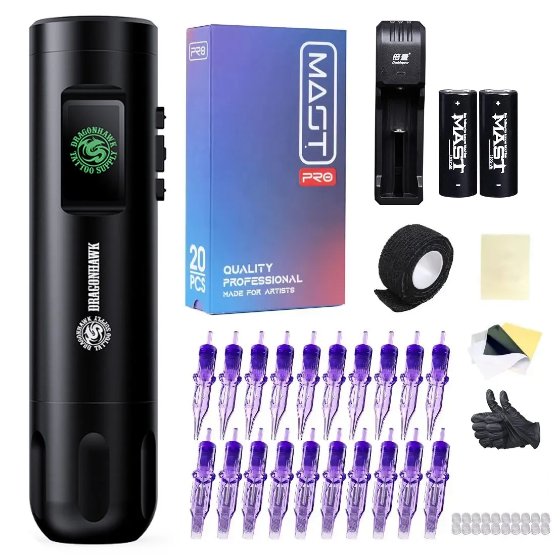 Dragonhawk X7 Rotary Tattoo Machine Wireless Professional Bundle - Dragonhawktattoos