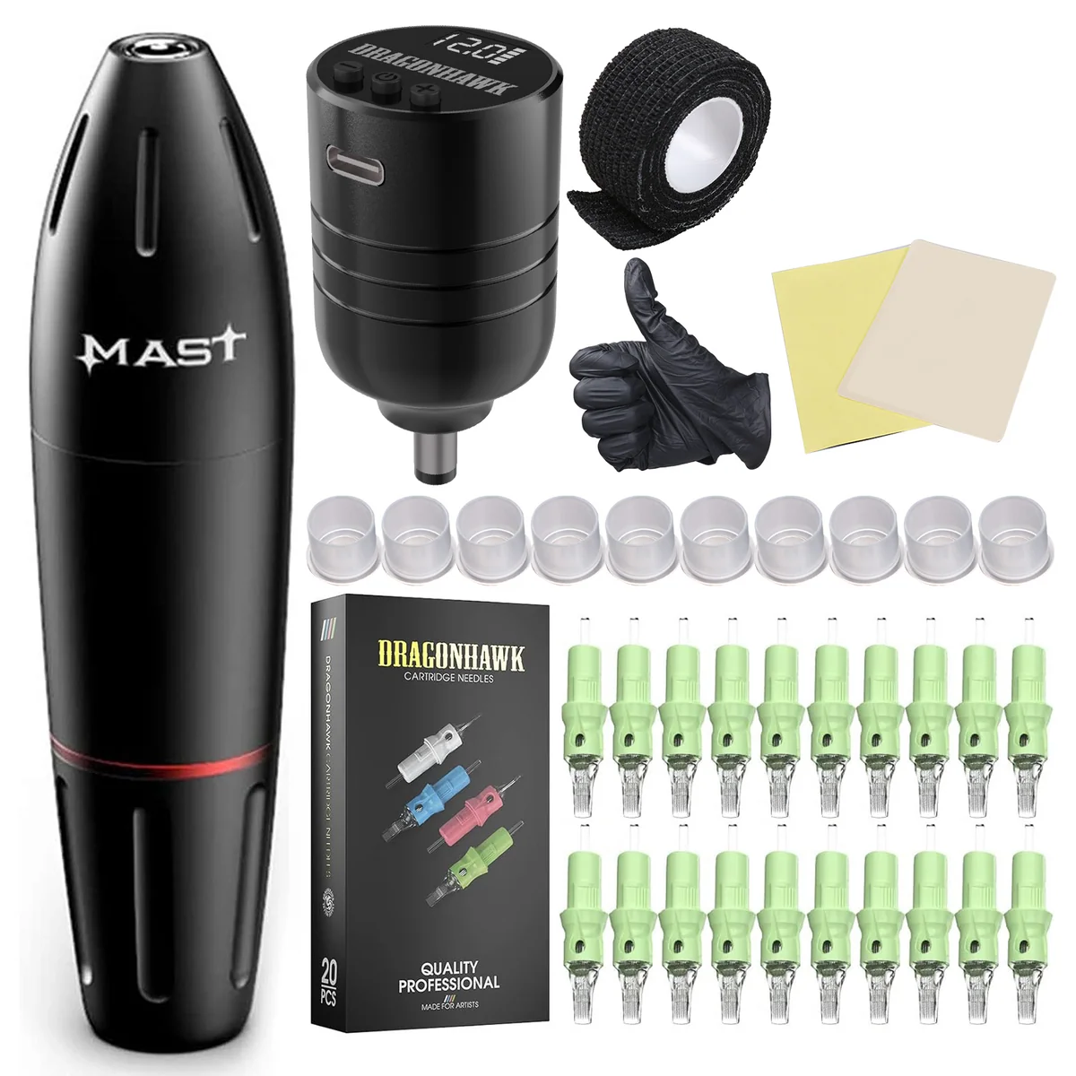 Dragonhawk Beginner Wireless Tattoo Kit With Batteries - Dragonhawktattoos